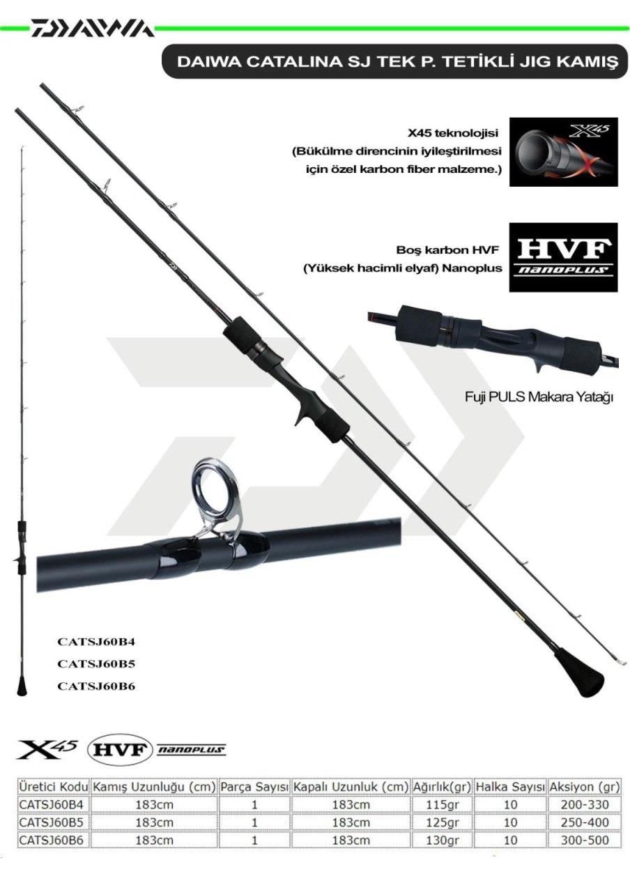 Daiwa Catalina SJ 1,83 m 250-400 Tek P. Tetikli  jig kamışı