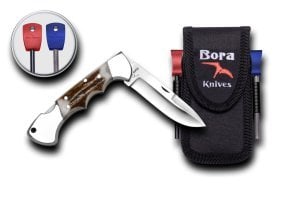 Bora 209 BPS Ergonomik İnce Yuvarlak Uçlu Boynuz Saplı Çakı Survival Kit