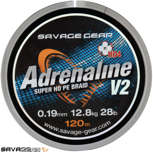 Savage gear HD4 Adrenaline V2 120 m 0.22 mm 33 lbs 15 kg Grey