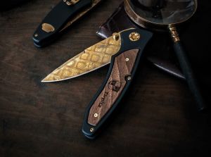 Böker Manufaktur Tirpitz-Damascus Gold Çakı