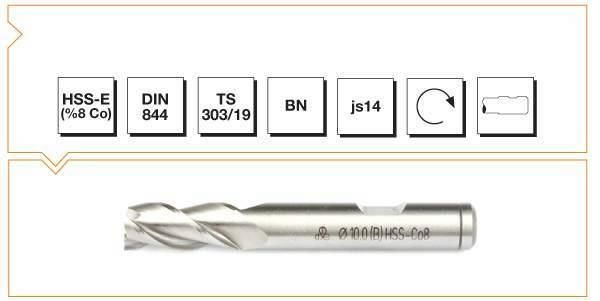 Makina Takım Parmak Freze 17 mm Kısa c08 DIN844/BN