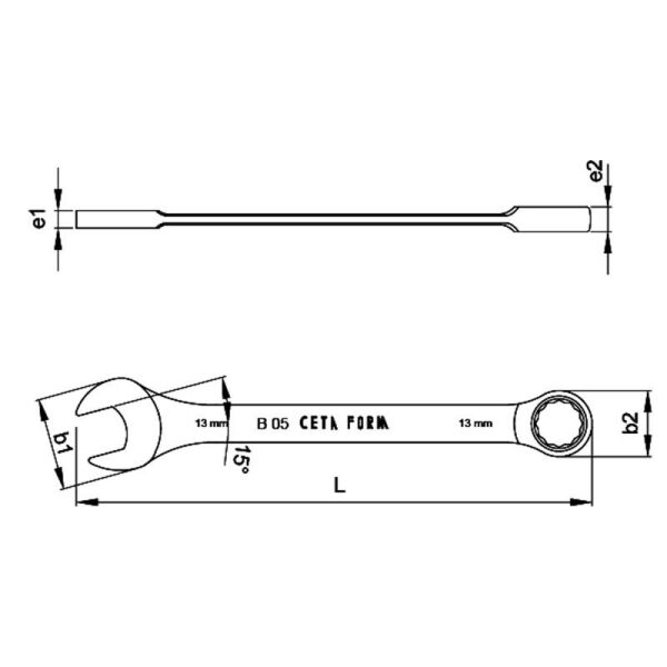 CETA FORM B05-22 Cırcırlı Kombine Anahtar 22 mm (Düz)