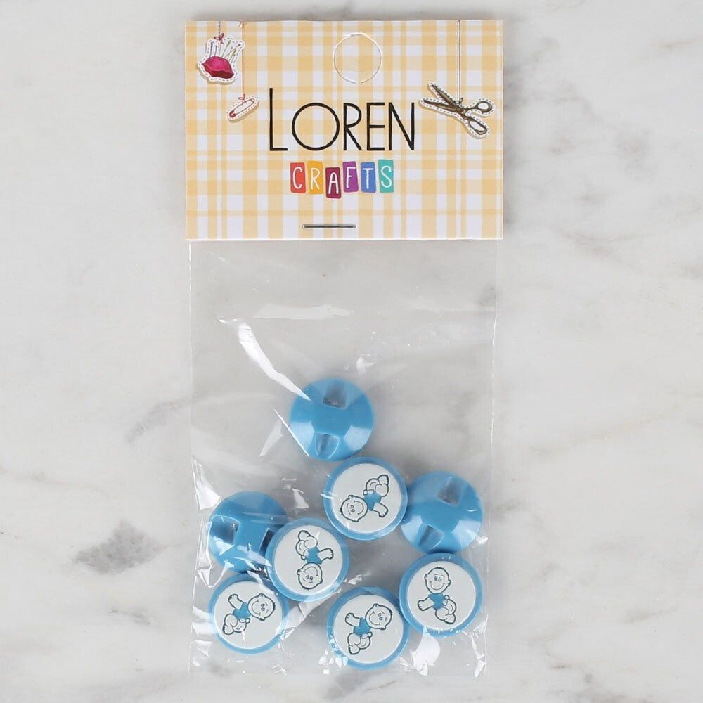 Loren Crafts 8 li Mavi Bebek Düğme - 370