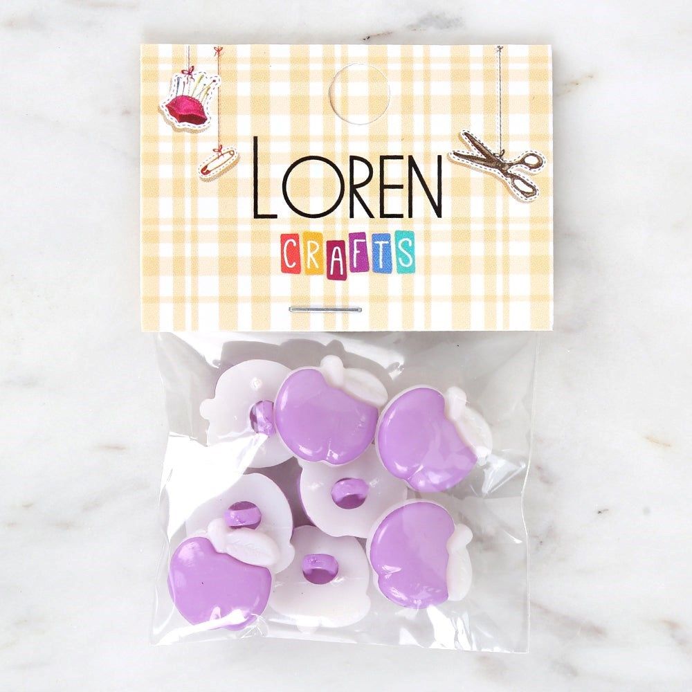 Loren Crafts Mor 8'li Düğme - 3003