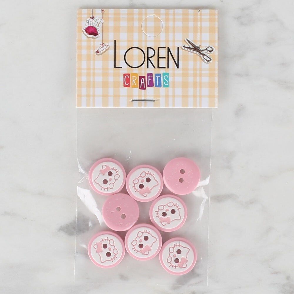 Loren Crafts 8 li Pembe Kedi Düğme - 583