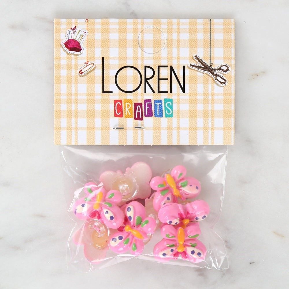 Loren Crafts Pembe 8'li Düğme - 3022