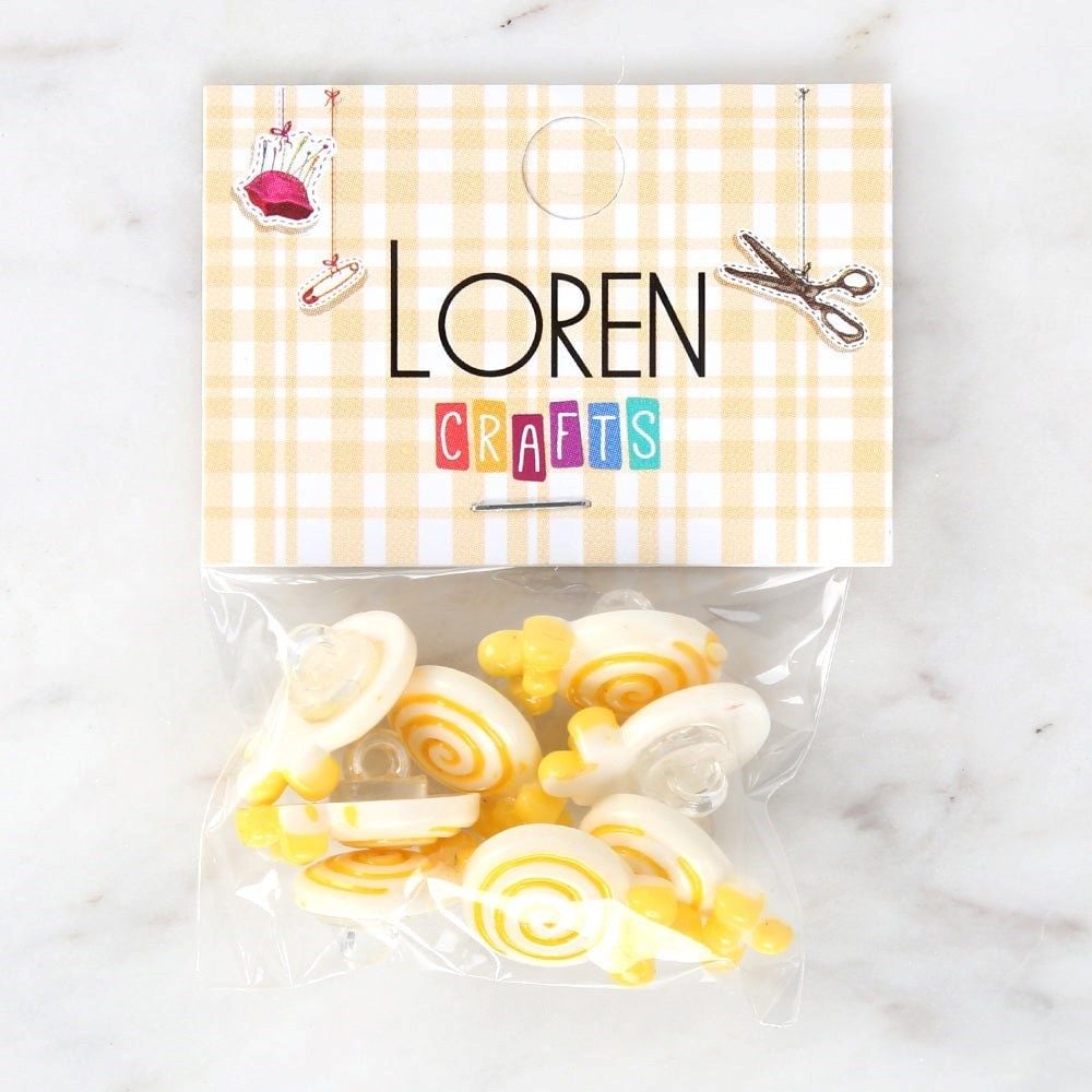 Loren Crafts Sarı 8'li Düğme - 3027