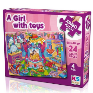 KS Games A Girl With Toys 24 Parça Jumbo Boy Puzzle