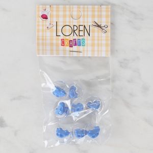 Loren Crafts 8 li Şeffaf Mavi Araba Düğme - 261