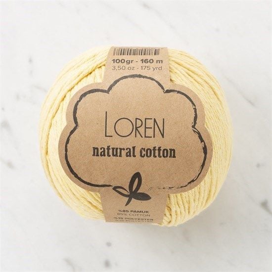 Loren Natural Cotton Pastel Sarı El Örgü İpi - R086 - 33915