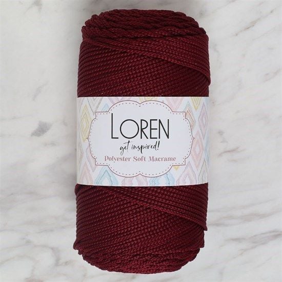 Loren Polyester Soft Macrame Bordo El Örgü İpi - LM039 - 34444