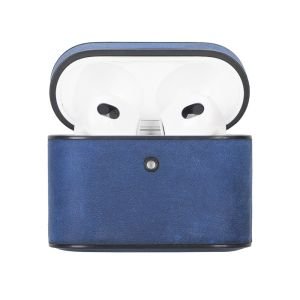 Casquet Apple AirPods 3.nesil Uyumlu Deri Kılıf G21 Mavi