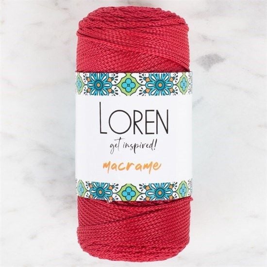 Loren Macrame Koyu Kırmızı El Örgü İpi - RM 0105 - 34345