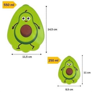 2'li İç İçe Geçebilen Avokado Model Saklama ve Beslenme Kabı Seti (550 ml + 250 ml)