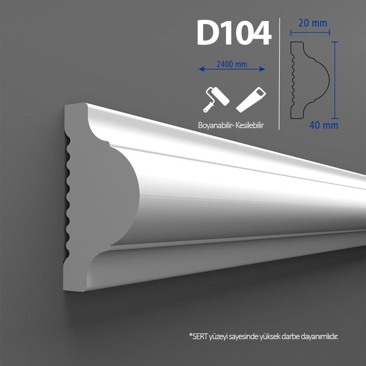 Walldeco Boyanabilir Sert Dekoratif Duvar Çıtası D-104