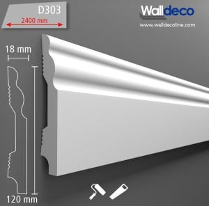 Walldeco Boyanabilir Sert Dekoratif Süpürgelik D-303 - (5 Boy- 12 metre)