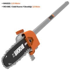 WORX WA0222 WG186E.1 ile Uyumlu 25CM Teleskobik Uzatmalı Zincirli Dal Budama Başlığı