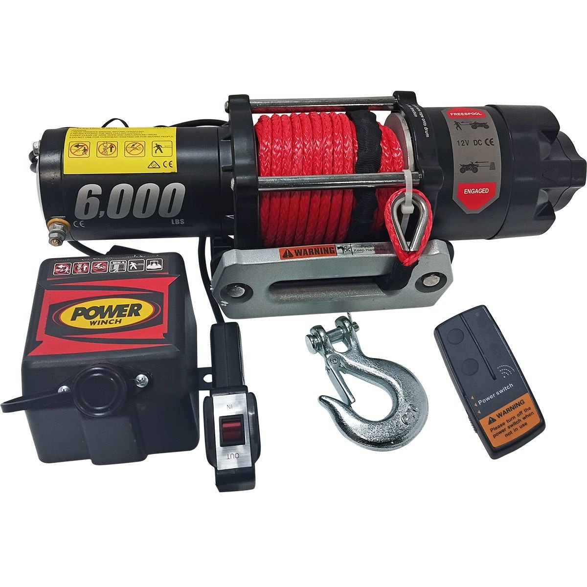 Power Winch 6000 lb Sentetik Halatlı Off-Road 4x4 Elektrikli Vinç 12V