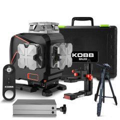 KOBB KBL36GTP Profesyonel Li-ion Şarjlı 4X360⁰ LCD Ekran Otomatik Hizalamalı Yeşil Çapraz Çizgi Lazer Distomat+Tripod