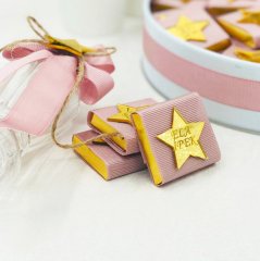 YILDIZ AYICIK- Aynalı Metal Kutuda İsme Özel 50 Adet Madlen Bebek Çikolatası