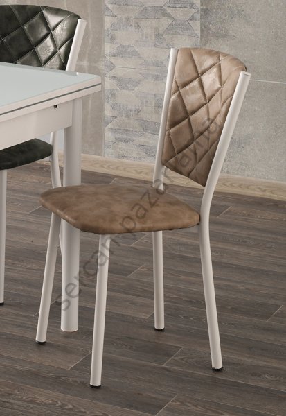 2127 - Milas Sandalye - Beyaz/Açık Kahve