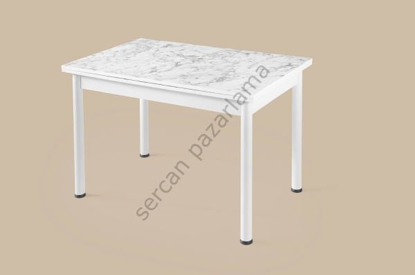 1156 - Smart Masa 70x110  - Beyaz Mermer/Beyaz