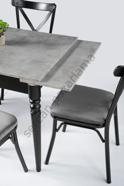 1228-2352 - Pınar Masa Sandalye Takımı - Gri/Siyah