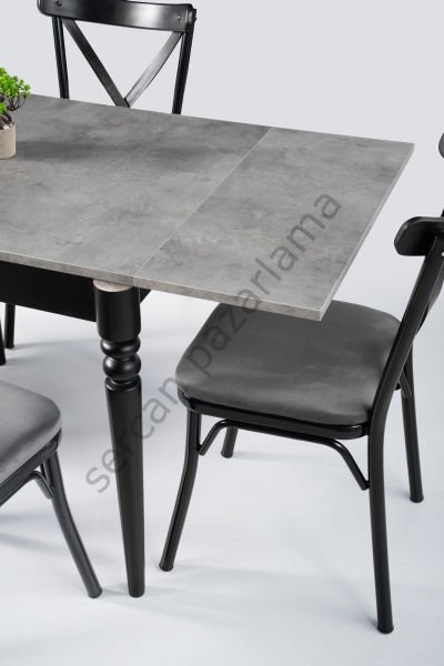 1228-2352 - Pınar Masa Sandalye Takımı - Gri/Siyah