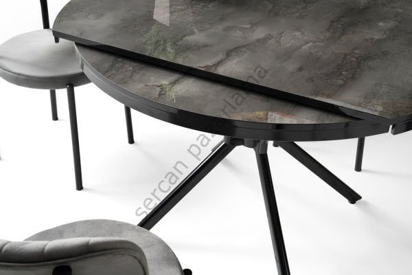 1412-2387 - Bade Masa Sandalye Takımı - HighGloss Irony/Siyah