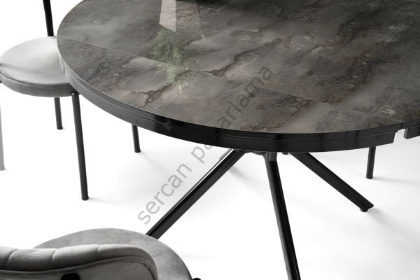 1412-2387 - Bade Masa Sandalye Takımı - HighGloss Irony/Siyah