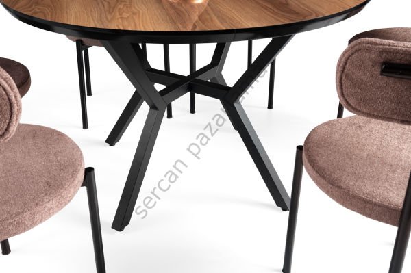 1501-2328 - Roza Masa Sandalye Takımı - HighGloss Ceviz/Siyah