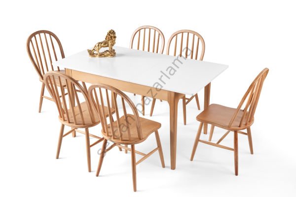 1365-2042 - Soft Masa Sandalye Takımı - Beyaz/Naturel
