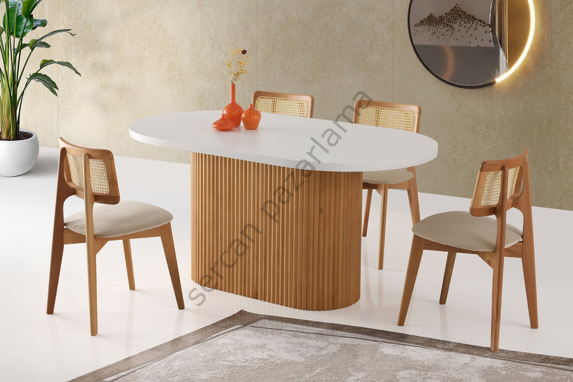 7132 - Asos Masa 90x160 - Beyaz/Naturel