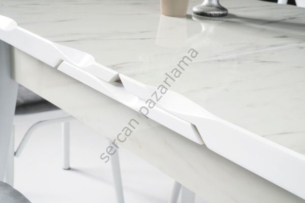 1293 - İkon Masa 70x110 - HighGloss Marmo/Beyaz