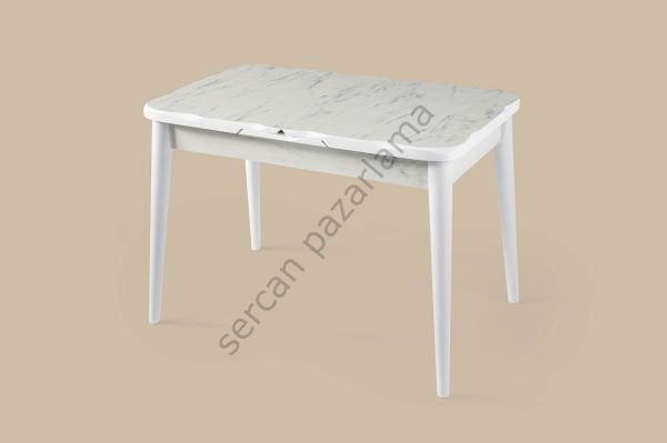 1293 - İkon Masa 70x110 - HighGloss Marmo/Beyaz