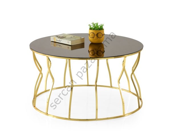 4452 - Lale Orta Sehpa - Gold/Bronz Ayna