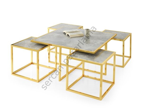 4464 - Kares Orta Sehpa - Gold/HighGloss Rambla