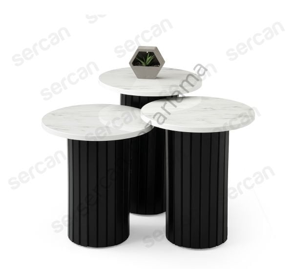 8123 - Bohem Zigon Sehpa - Marmo/Siyah