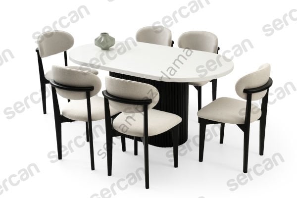 7133-2027 - Asos Masa Sandalye Takımı - Beyaz/Siyah