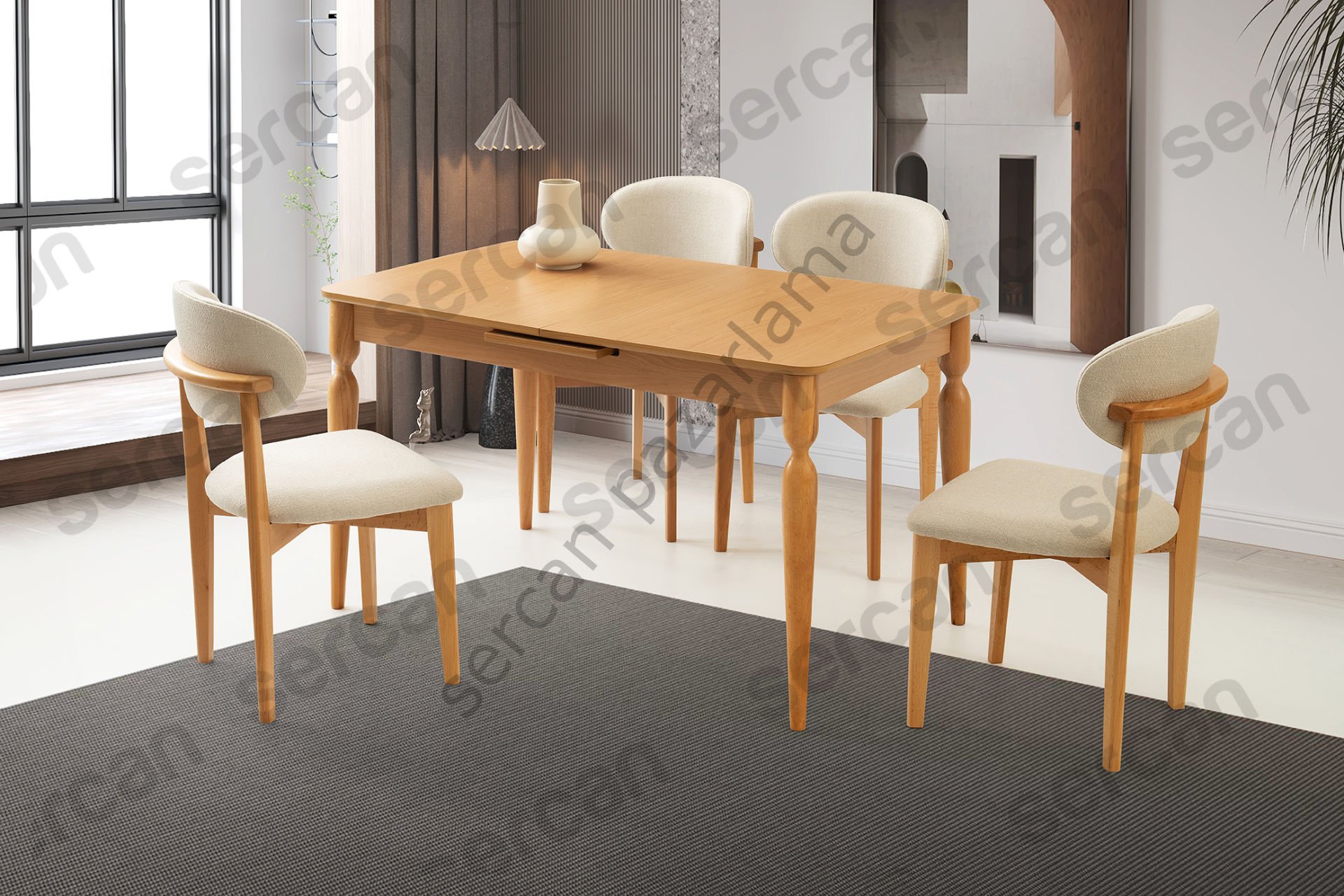 1254-2021 - Eliz Masa Sandalye Takımı - Kayın/Naturel