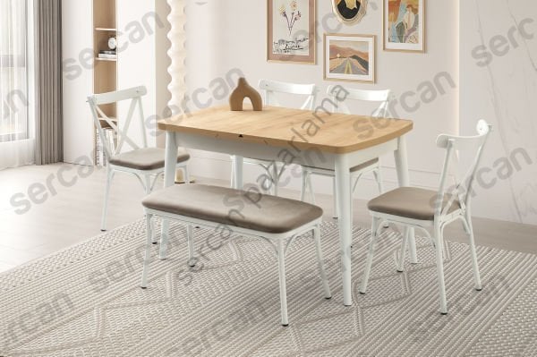 1318-7537-2353 - Kelebek Masa Sandalye Takımı - Meşe/Beyaz