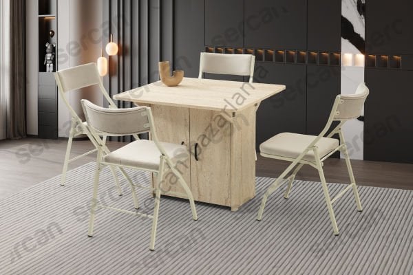 1328-2347 - İzmir Dolaplı Masa Sandalye Takımı - Traverten
