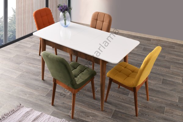 1397 - Silver Masa 70x110 - Beyaz/Ceviz