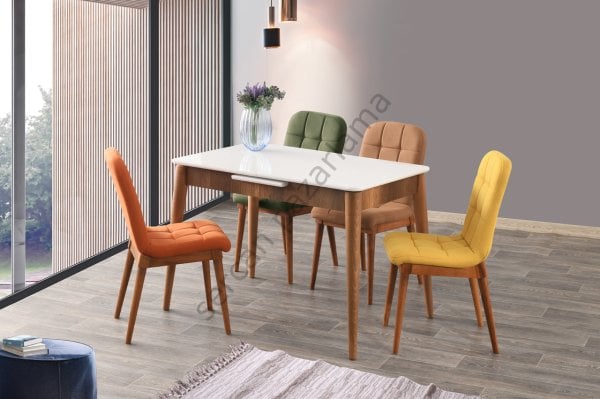 1397 - Silver Masa 70x110 - Beyaz/Ceviz