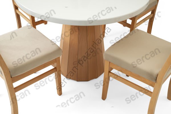 1381-2052 - Bohem Masa Sandalye Takımı - Beyaz/Naturel