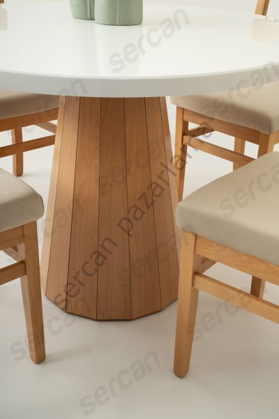 1381-2052 - Bohem Masa Sandalye Takımı - Beyaz/Naturel