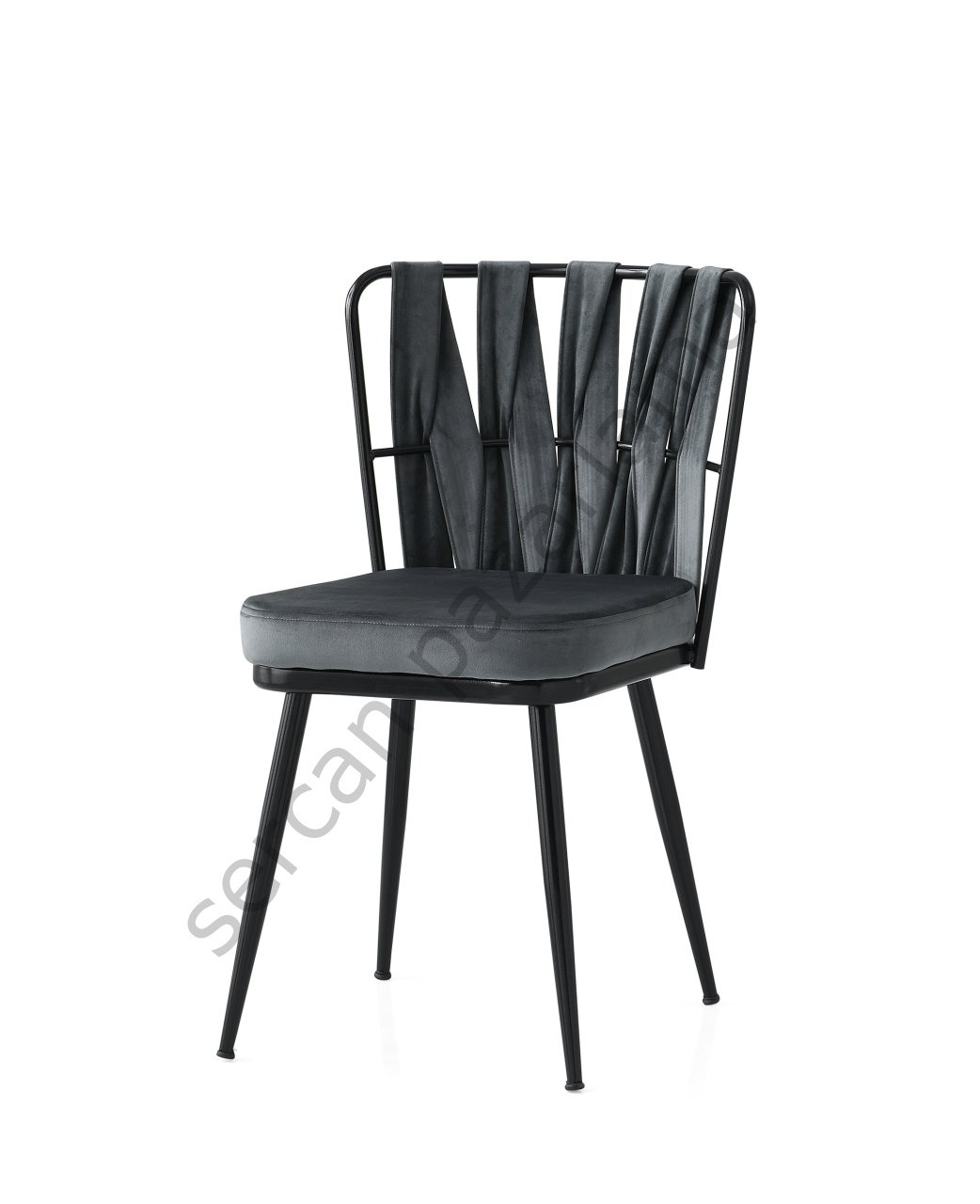 2432 - Örgülü Sandalye - Gri/Siyah