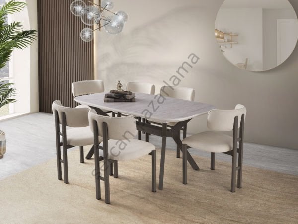 1391-2273 - Prizma Masa Sandalye Takımı - Traverten/Cappucino