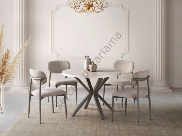 1145-2282 - Silva Masa Sandalye Takımı - Traverten/Cappucino