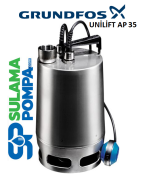 GRUNDFOS UNİLİFT AP 35.40.08.A1.V - 1,HP 220V KOMPLE PASLANMAZ ÇELİK ATIK SU DALGIÇ POMPA-96010983